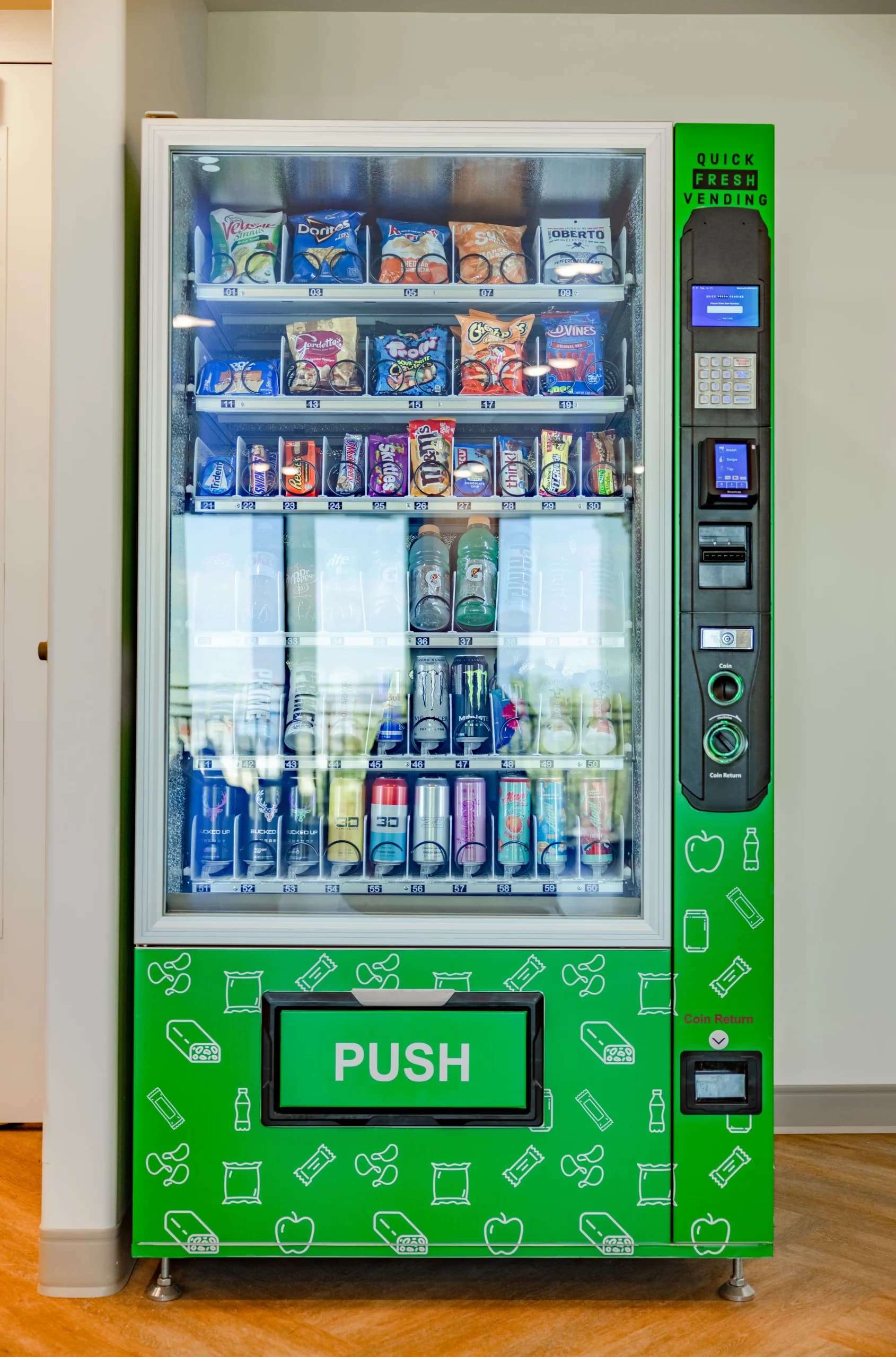 Close view of the QFV 50 merchandising cabinet